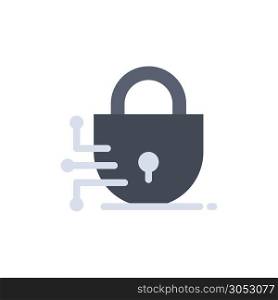 Digital, Lock, Technology Flat Color Icon. Vector icon banner Template