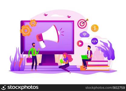 Digital marketing benefit. Web analytics. Programmers working in team. Marketing activity. Attribution modeling, brand insight, measurement tools concept. Vector isolated concept creative illustration. Digital marketing strategy concept vector illustration