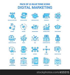 Digital Marketing Blue Tone Icon Pack - 25 Icon Sets