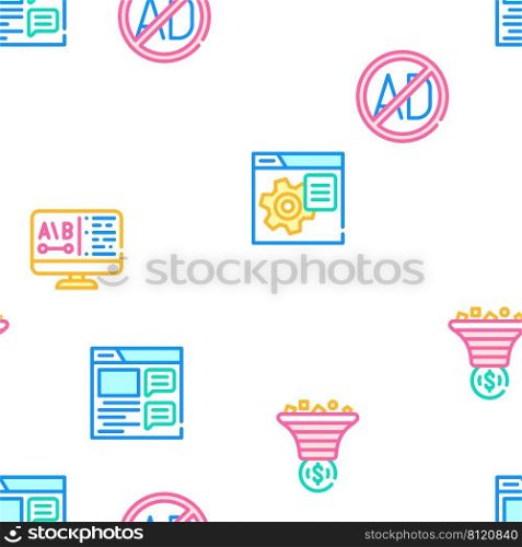 Digital Marketing Collection Vector Seamless Pattern Color Line Illustration. Digital Marketing Collection Icons Set Vector Illustrations