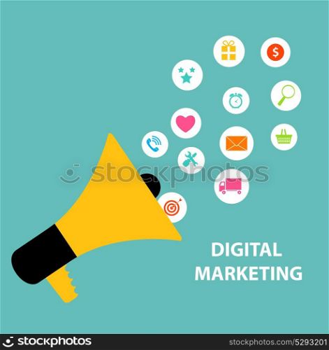 Digital Marketing Concept for Different Electronic Devices. Vector Illustration. Digital Marketing Concept for Different Electronic Devices. Vect