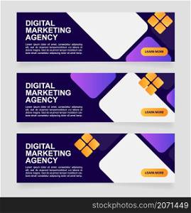 Digital marketing forum for employees web banner design template. Vector flyer with text space. Advertising placard with customized copyspace. Printable poster for advertising. Arial font used. Digital marketing forum for employees web banner design template