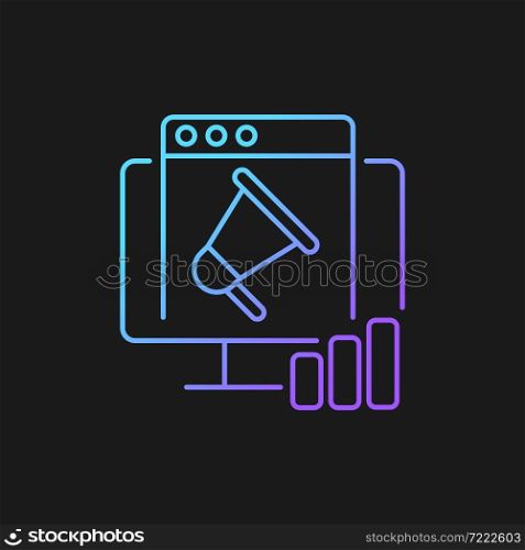 Digital marketing gradient vector icon for dark theme. Reaching potential customers. Network marketing channels. Thin line color symbol. Modern style pictogram. Vector isolated outline drawing. Digital marketing gradient vector icon for dark theme