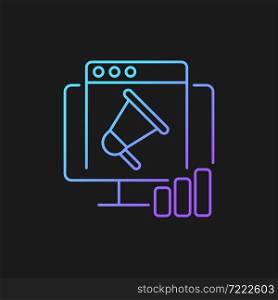 Digital marketing gradient vector icon for dark theme. Reaching potential customers. Network marketing channels. Thin line color symbol. Modern style pictogram. Vector isolated outline drawing. Digital marketing gradient vector icon for dark theme