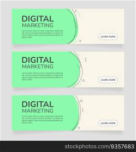 Digital marketing horizontal web banner design template. Vector flyer with text space. Advertising placard with customized copyspace. Promotional printable poster for advertising. Graphic layout. Digital marketing horizontal web banner design template