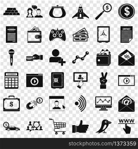 Digital marketing icons set. Simple style of 36 digital marketing vector icons for web for any design. Digital marketing icons set, simple style
