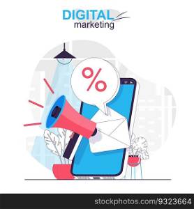 Digital marketing isolated cartoon concept. Online promotion and attracting buyers with sale, people scene in flat design. Vector illustration for blogging, website, mobile app, promotional materials.