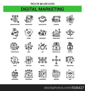 Digital Marketing Line Icon Set - 25 Dashed Outline Style