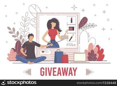 Digital Marketing, Online Promotion Campaign, New Product or Brand Internet Advertisement Concept. Bloggers Reviewing, Recommending and Offering Goods to Audience Trendy Flat Vector Illustration