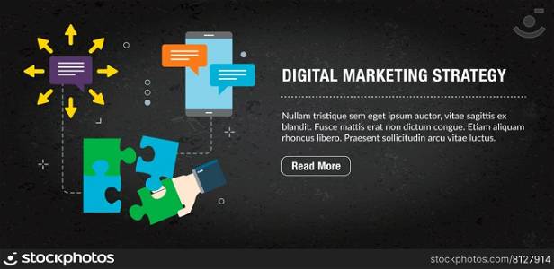 Digital marketing strategy, banner internet with icons in vector. Web banner template for website, banner internet for mobile design and social media app.Business and communication layout with icons.