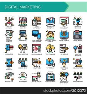 Digital Marketing , Thin Line and Pixel Perfect Icons