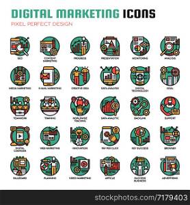 Digital Marketing , Thin Line and Pixel Perfect Icons