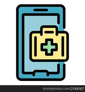 Digital medical help icon. Outline digital medical help vector icon color flat isolated. Digital medical help icon color outline vector