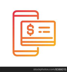 Digital money pixel perfect gradient linear vector icon. Mobile banking. Contactless credit card. Virtual currency. Thin line color symbol. Modern style pictogram. Vector isolated outline drawing. Digital money pixel perfect gradient linear vector icon