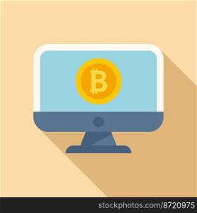Digital monitor icon flat vector. Money bitcoin. Marketing investment. Digital monitor icon flat vector. Money bitcoin