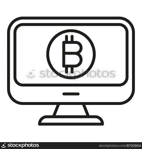 Digital monitor icon outline vector. Money bitcoin. Marketing investment. Digital monitor icon outline vector. Money bitcoin