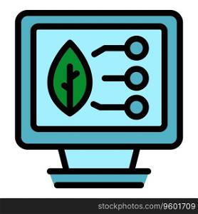 Digital monitor icon outline vector. Tech care. Nature eco color flat. Digital monitor icon vector flat