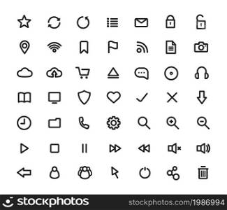 Digital multimedia thick line icons set. Web user interface. Technology outline vector symbols isolated on white. Digital multimedia thick line icons set