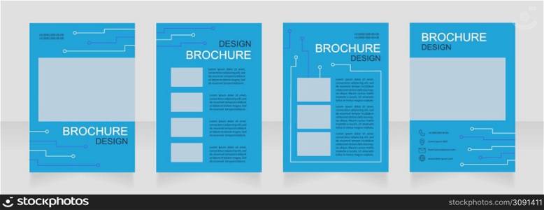 Digital network connection technology blank brochure design. Template set with copy space for text. Premade corporate reports collection. Editable 4 paper pages. Arial, Myriad Pro fonts used. Digital network connection technology blank brochure design