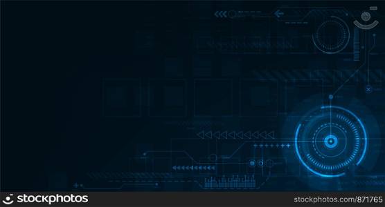 Digital operation interface on a dark blue background.