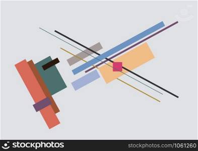 Digital painting. Abstract geometric colorful vector background with rectangle and lines