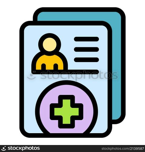 Digital patient form icon. Outline digital patient form vector icon thin line color flat on white. Digital patient form icon color outline vector