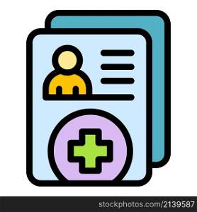 Digital patient form icon. Outline digital patient form vector icon thin line color flat on white. Digital patient form icon color outline vector