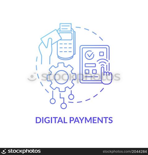 Digital payments blue gradient concept icon. Online banking system safety. Internet shopping and payment abstract idea thin line illustration. Vector isolated outline color drawing. Digital payments blue gradient concept icon