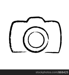 Digital photo camera hand drawing icon logo, stock vector illustration