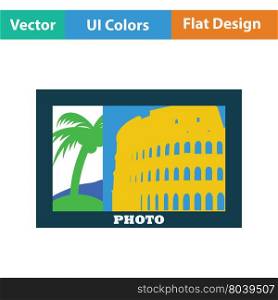 Digital photo frame icon. Flat color design. Vector illustration.