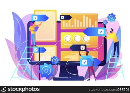 Digital PR agency increase online presence. PR strategy, natural link acquisition and domain authority, brand awareness and keyword rankings concept. Bright vibrant violet vector isolated illustration. PR strategy concept vector illustration.