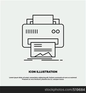 Digital, printer, printing, hardware, paper Icon. Line vector gray symbol for UI and UX, website or mobile application. Vector EPS10 Abstract Template background
