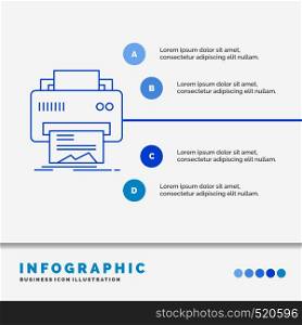 Digital, printer, printing, hardware, paper Infographics Template for Website and Presentation. Line Blue icon infographic style vector illustration. Vector EPS10 Abstract Template background