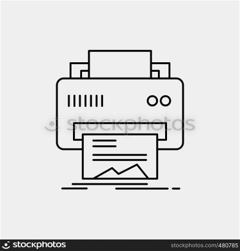 Digital, printer, printing, hardware, paper Line Icon. Vector isolated illustration. Vector EPS10 Abstract Template background