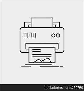 Digital, printer, printing, hardware, paper Line Icon. Vector isolated illustration. Vector EPS10 Abstract Template background