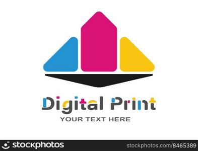Digital printing or photo printing. Vector template of a logo, sticker or sticker for creative design and thematic design. Flat style