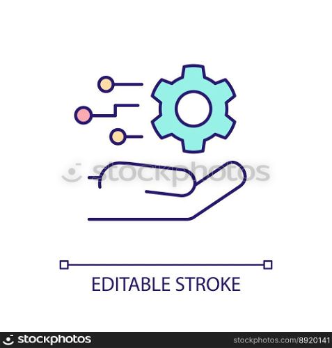 Digital processing RGB color icon. Technical support service. Strategic planning. Computing technologies. Settings. Isolated vector illustration. Simple filled line drawing. Editable stroke. Digital processing RGB color icon