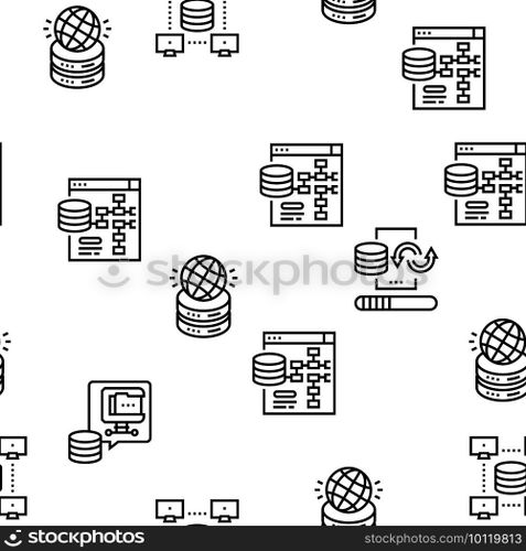 Digital Processing Vector Seamless Pattern Thin Line Illustration. Digital Processing Vector Seamless Pattern