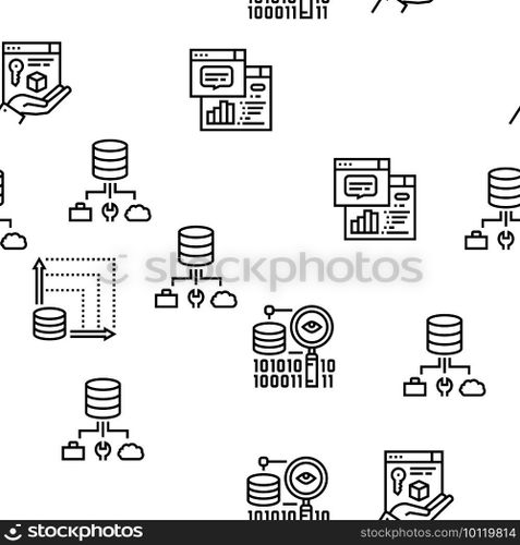 Digital Processing Vector Seamless Pattern Thin Line Illustration. Digital Processing Vector Seamless Pattern