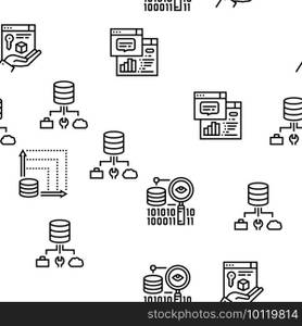 Digital Processing Vector Seamless Pattern Thin Line Illustration. Digital Processing Vector Seamless Pattern