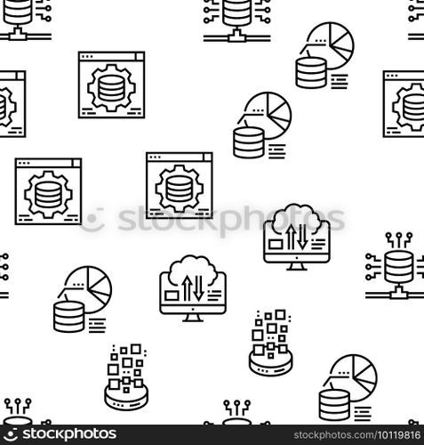 Digital Processing Vector Seamless Pattern Thin Line Illustration. Digital Processing Vector Seamless Pattern