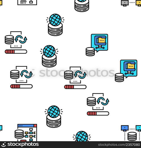 Digital Processing Vector Seamless Pattern Thin Line Illustration. Digital Processing Vector Seamless Pattern