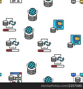 Digital Processing Vector Seamless Pattern Thin Line Illustration. Digital Processing Vector Seamless Pattern