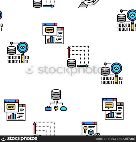 Digital Processing Vector Seamless Pattern Thin Line Illustration. Digital Processing Vector Seamless Pattern