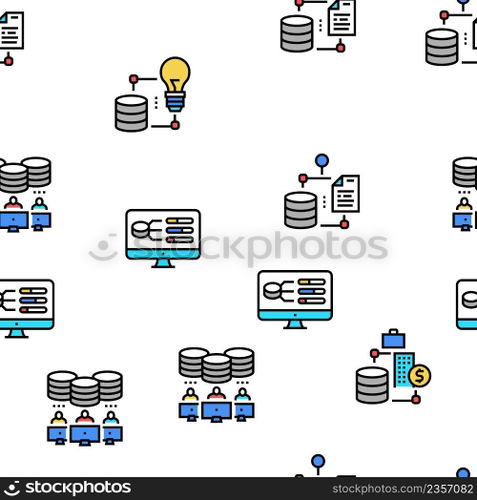 Digital Processing Vector Seamless Pattern Thin Line Illustration. Digital Processing Vector Seamless Pattern