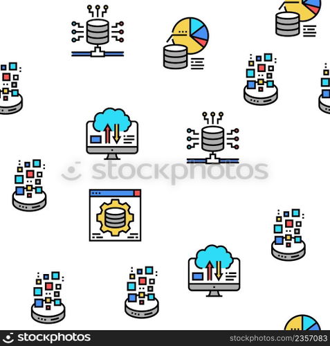 Digital Processing Vector Seamless Pattern Thin Line Illustration. Digital Processing Vector Seamless Pattern
