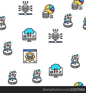 Digital Processing Vector Seamless Pattern Thin Line Illustration. Digital Processing Vector Seamless Pattern