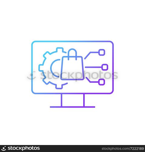 Digital product management gradient linear vector icon. Product life cycle development. Testing effectiveness. Thin line color symbol. Modern style pictogram. Vector isolated outline drawing. Digital product management gradient linear vector icon
