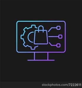 Digital product management gradient vector icon for dark theme. Product life cycle development. Testing effectiveness. Thin line color symbol. Modern style pictogram. Vector isolated outline drawing. Digital product management gradient vector icon for dark theme