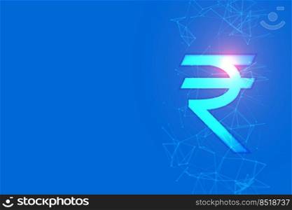 digital rupee currency symbol on blue background